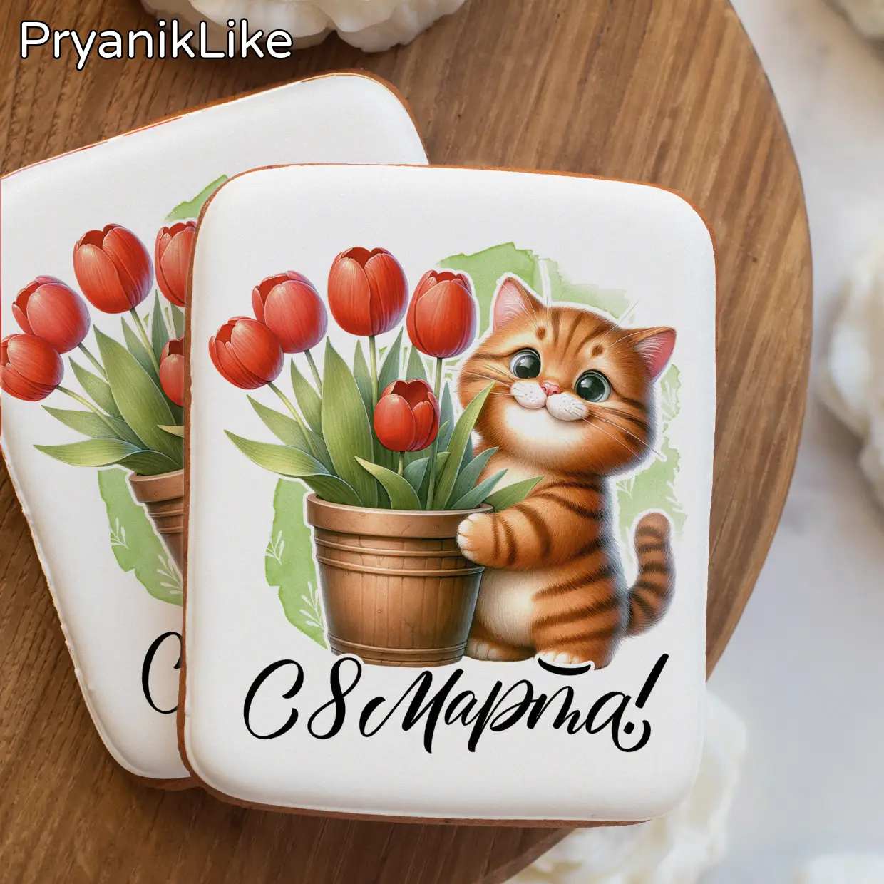 NEW Пряник прямоугольный с котиками (8-10 см.)